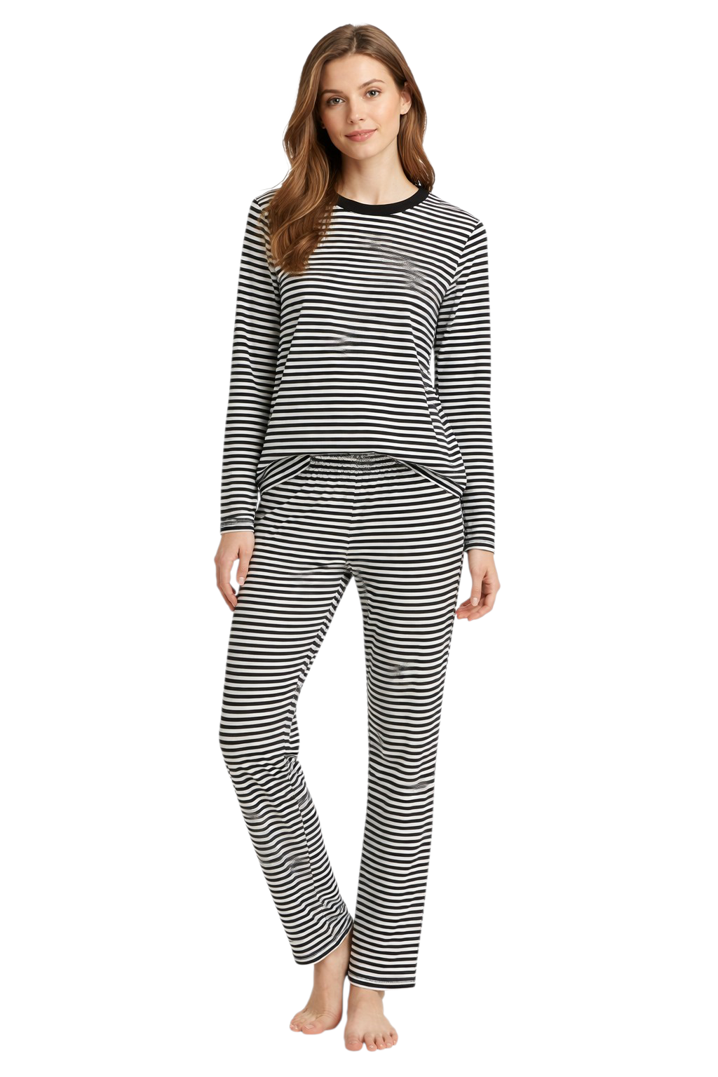 Women's Night Suit Black Stripe