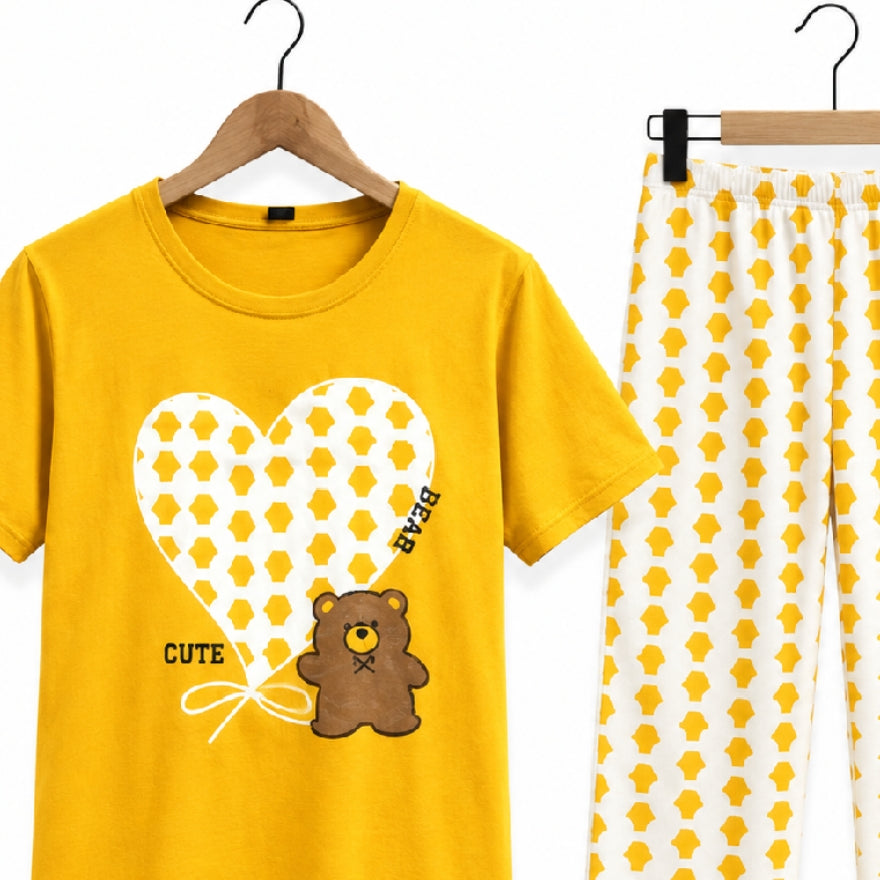 Women's Night Suit Yellow star