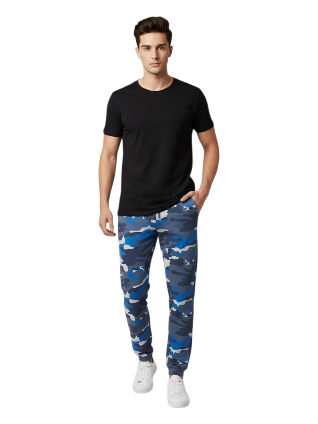 Men's 3 Thread Fleece Trouser Blue Print