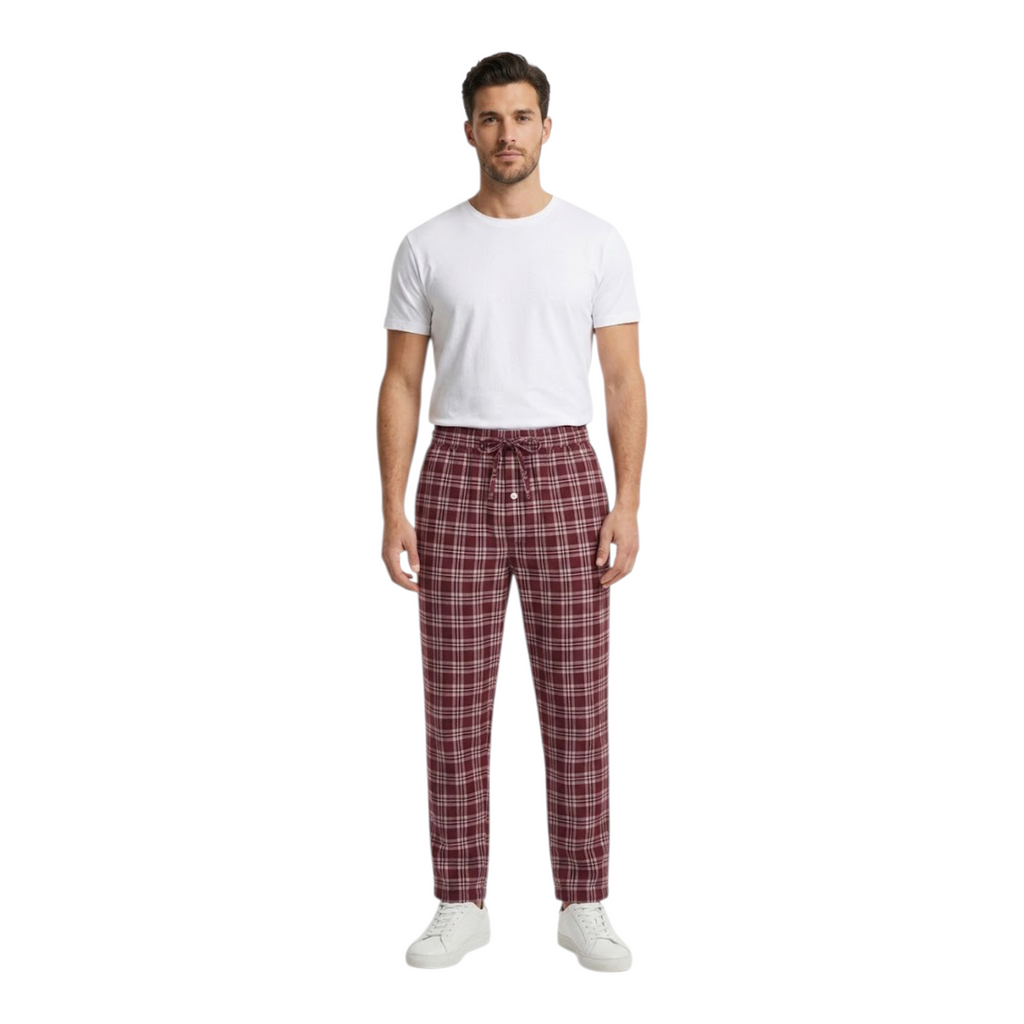 Woven Trouser With Zip Side Pocket Red Check