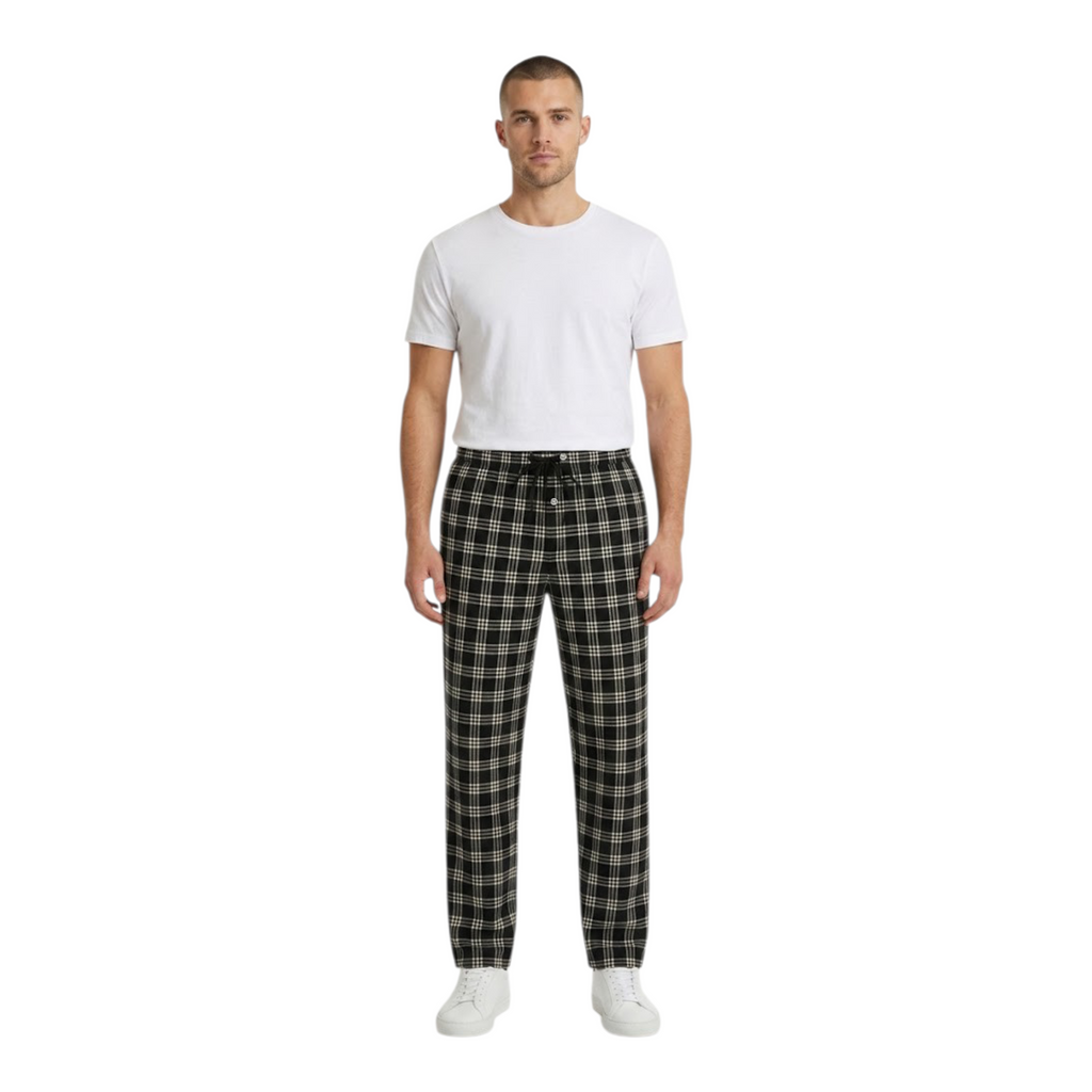 Woven Trouser With Zip Side Pocket Black Check
