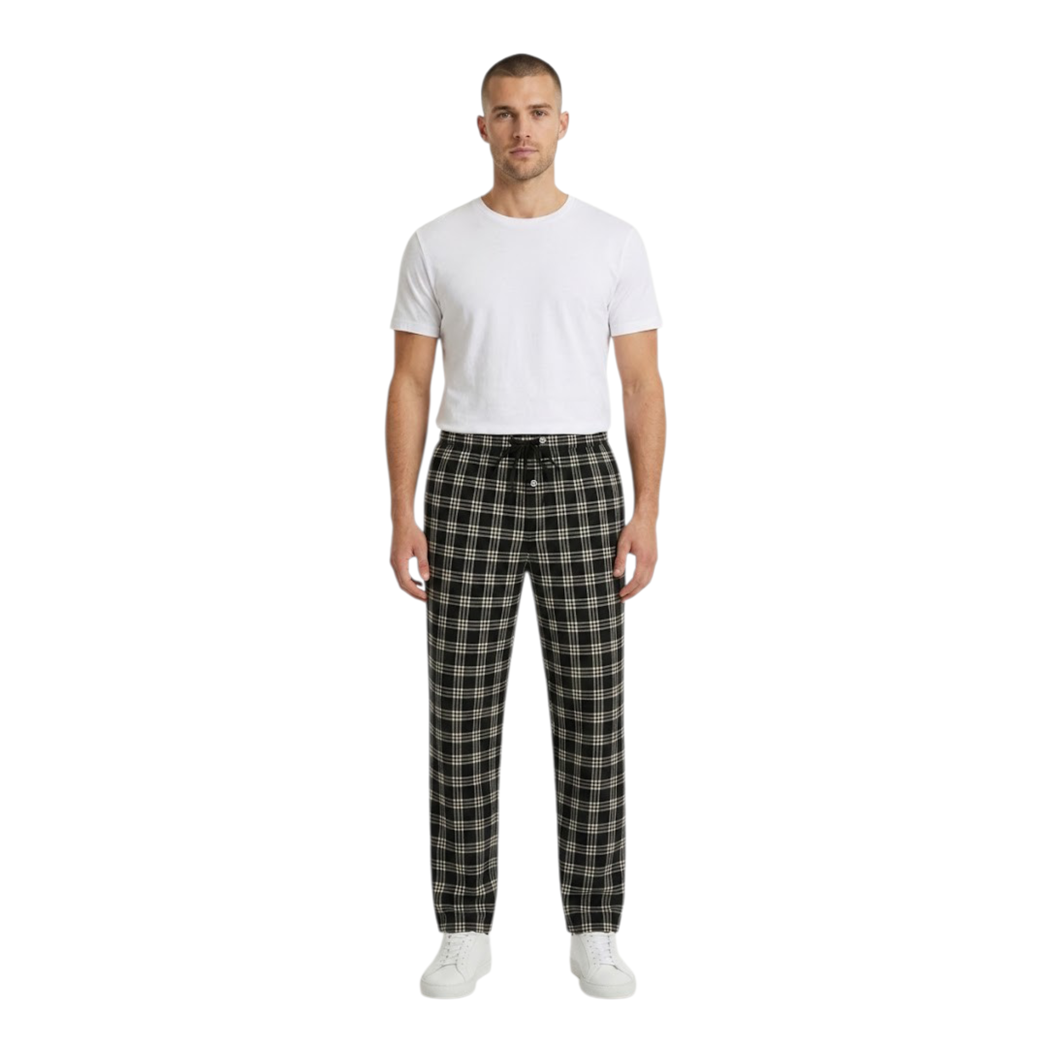 Woven Trouser With Zip Side Pocket Black Check