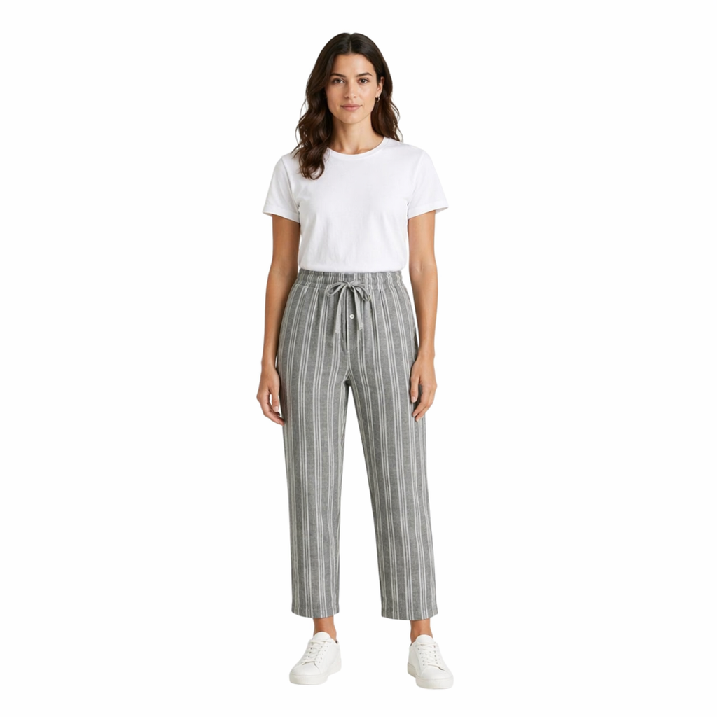 Woven Trouser With Zip Side Pocket Grey Stripe