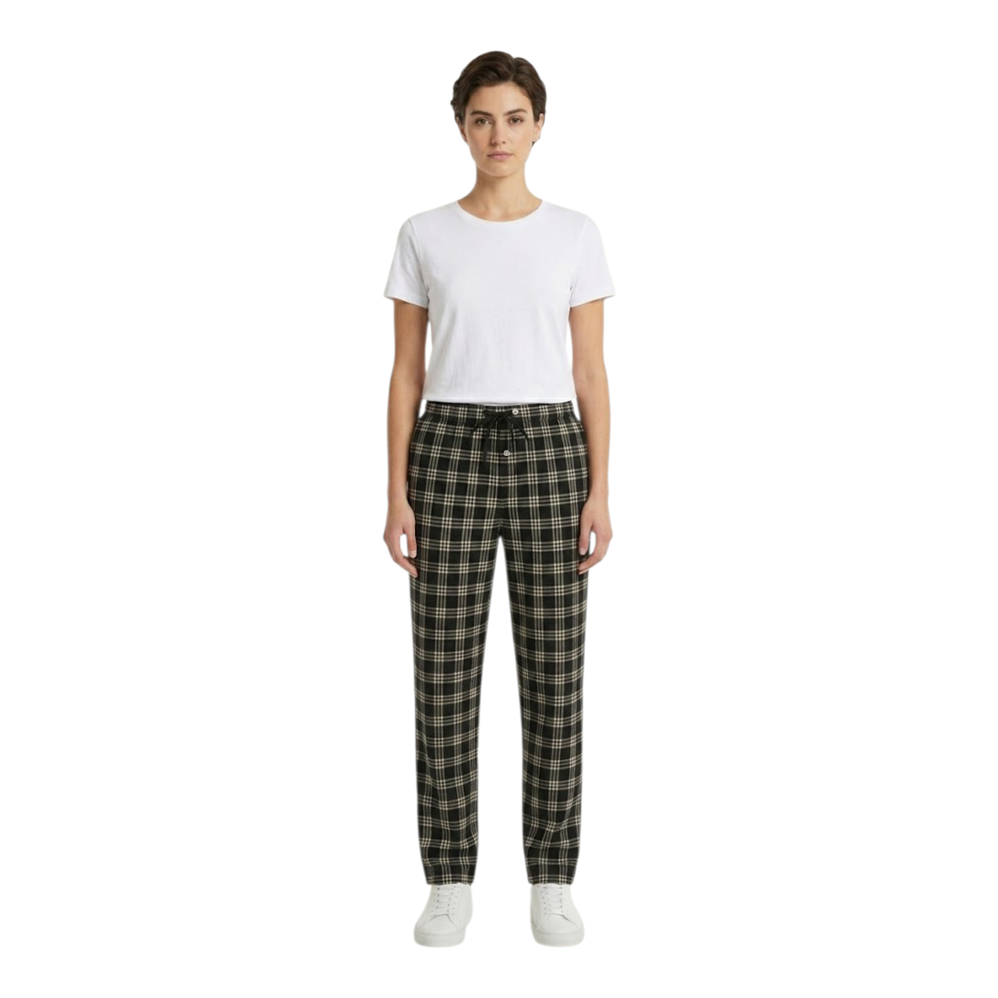 Woven Trouser With Zip Side Pocket Black Check