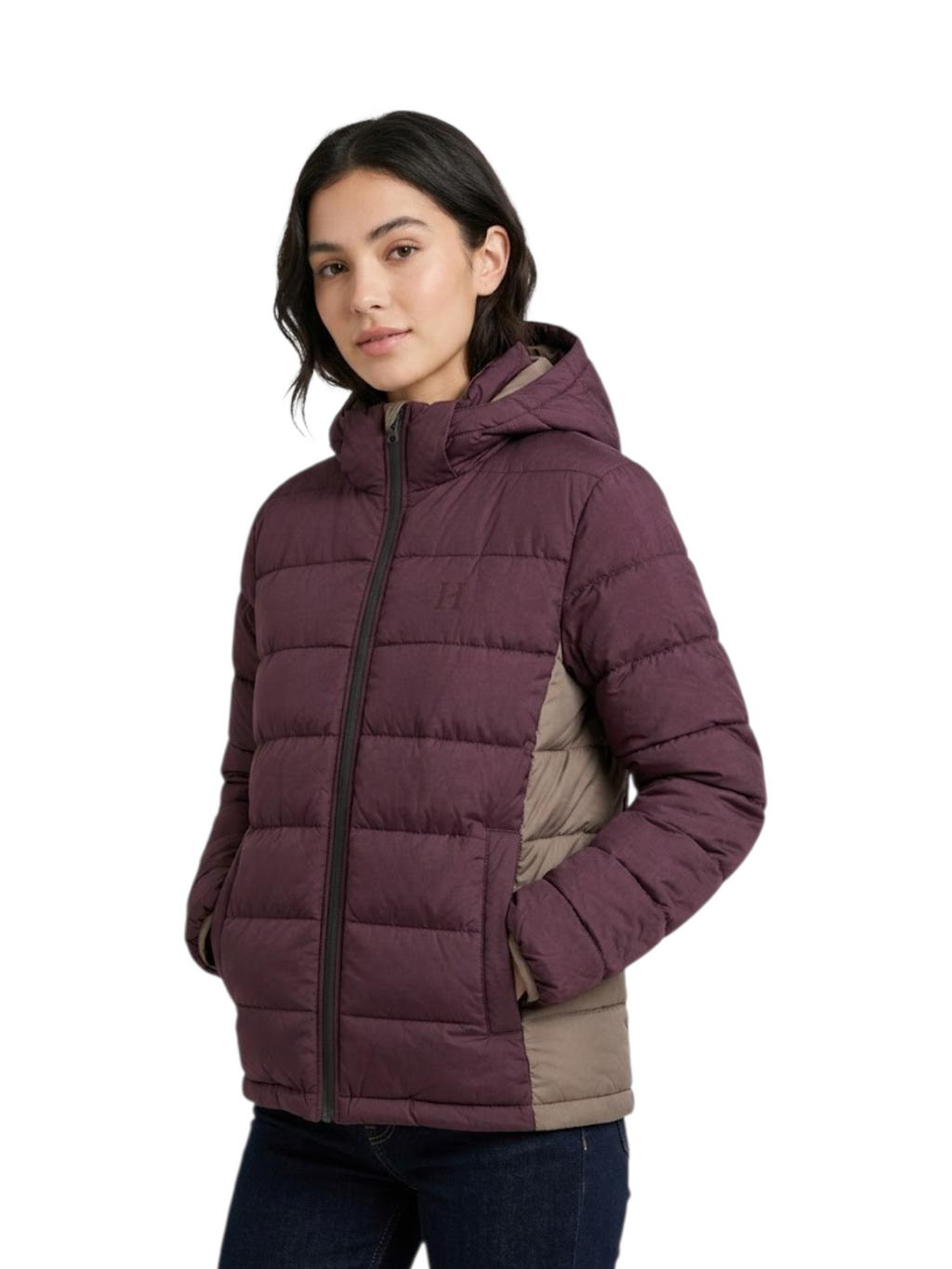 Women' s Puffer Jacket With Sleeves red or maroon
