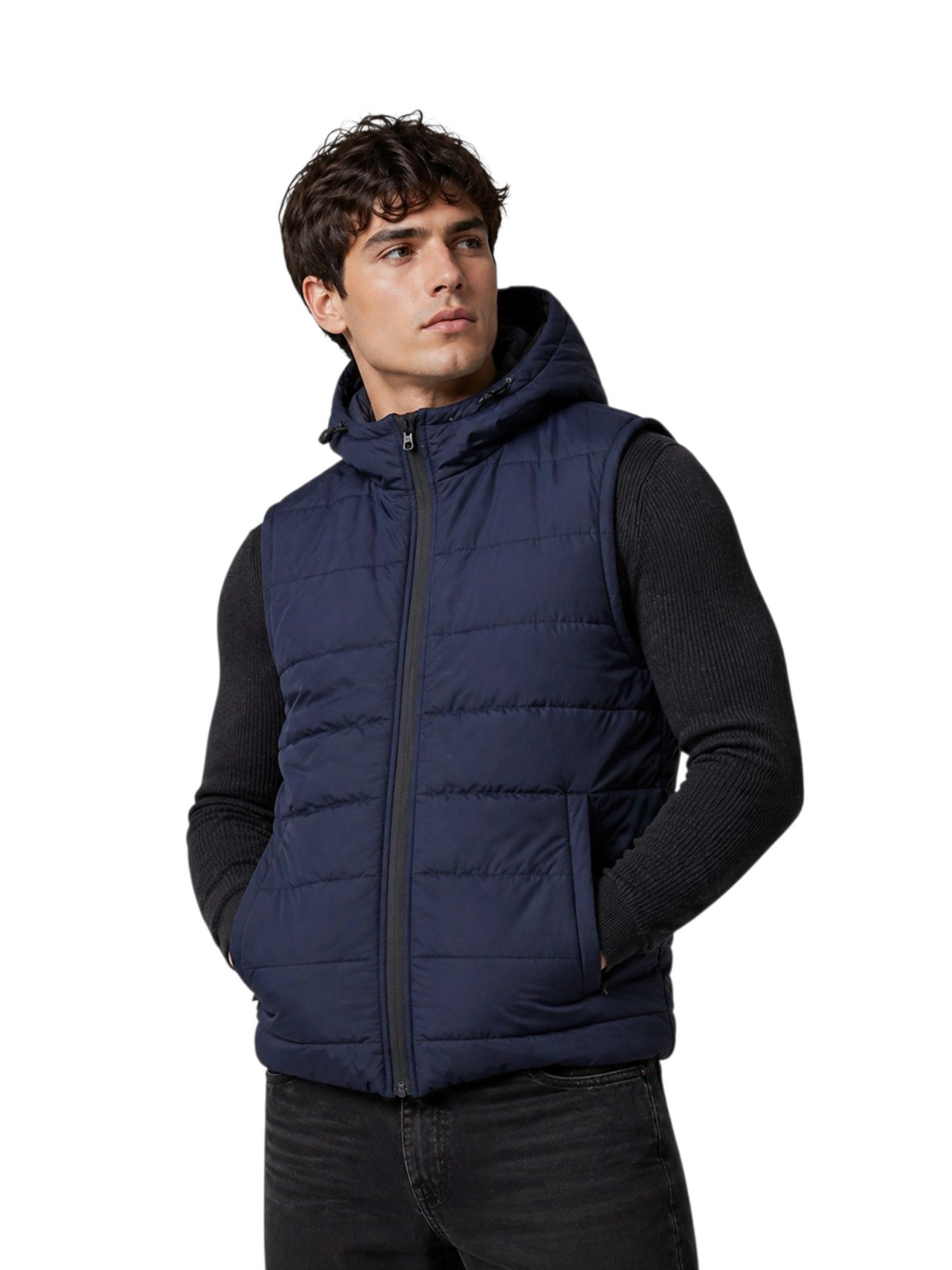 Puffer Jacket Without Sleeves Blue