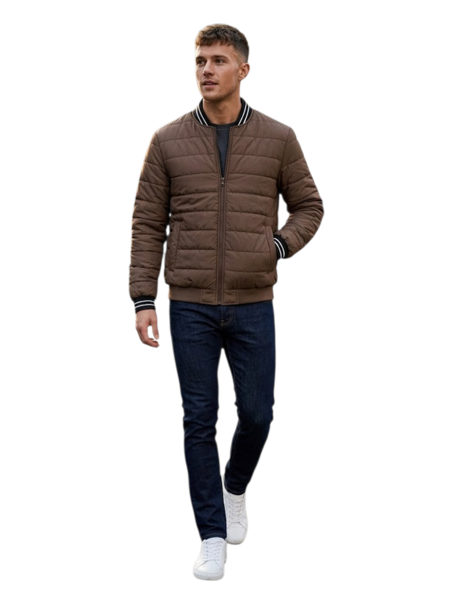 Puffer Jacket With Sleeve Brown