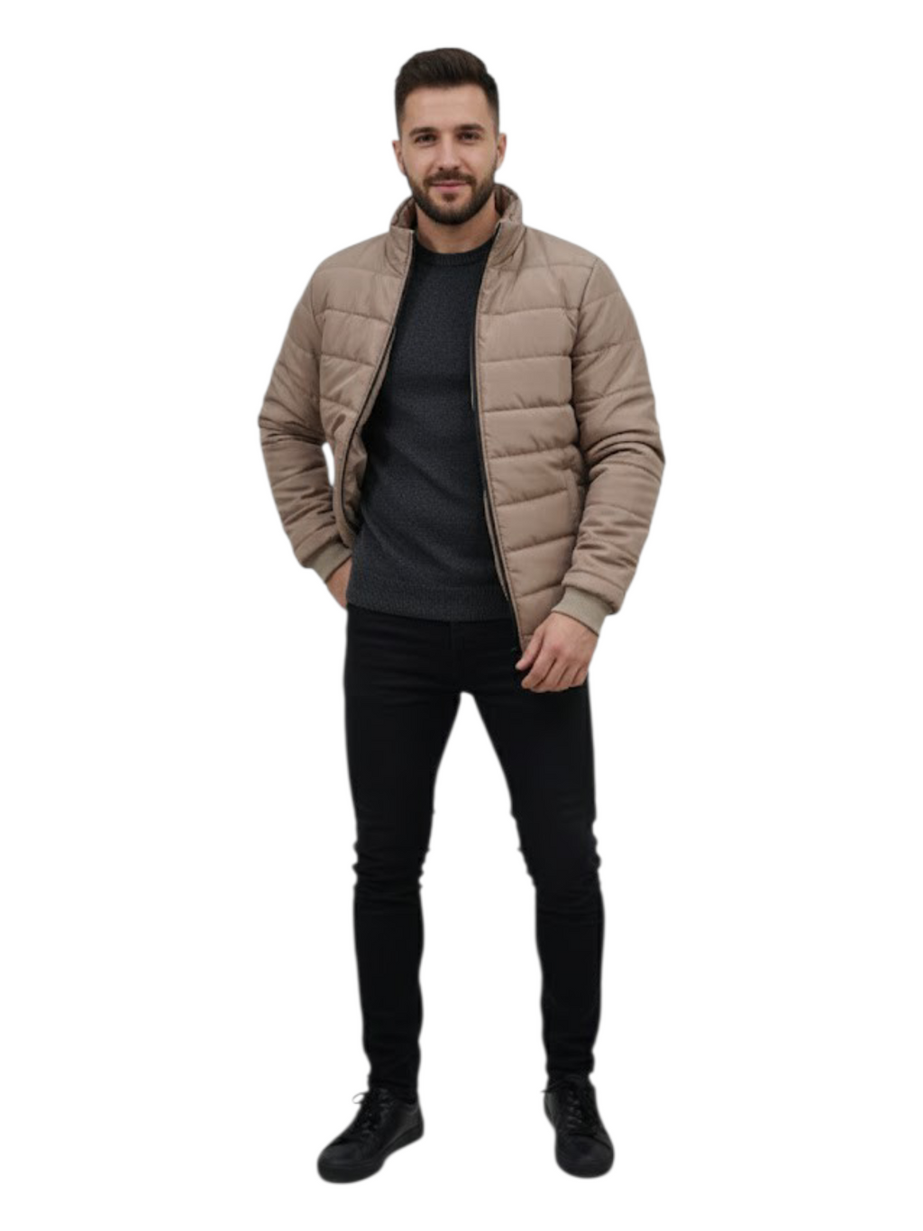 Puffer Jacket With Sleeve Baige