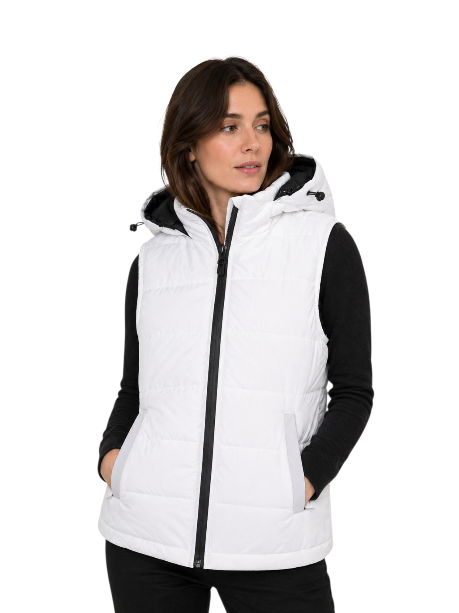 Women' s Puffer Jacket Without Sleeves Off White