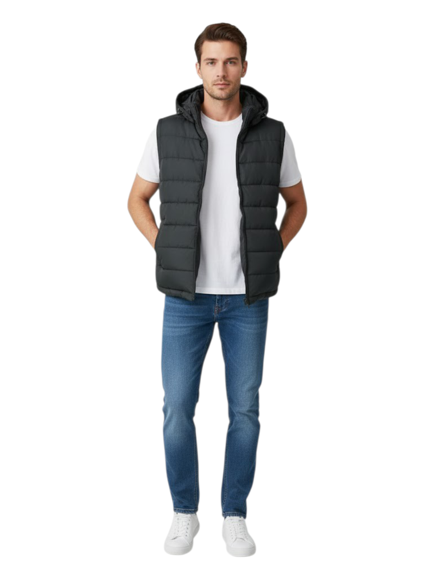 Puffer Jacket Without Sleeves black