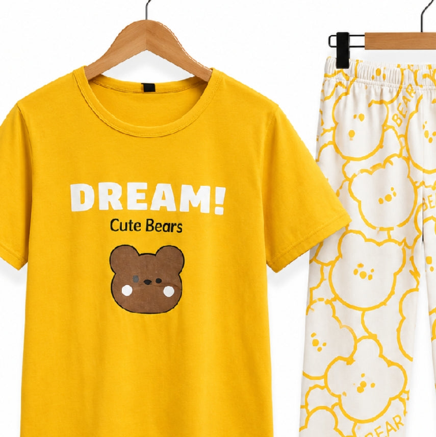 Women's Night Suit Yellow bear