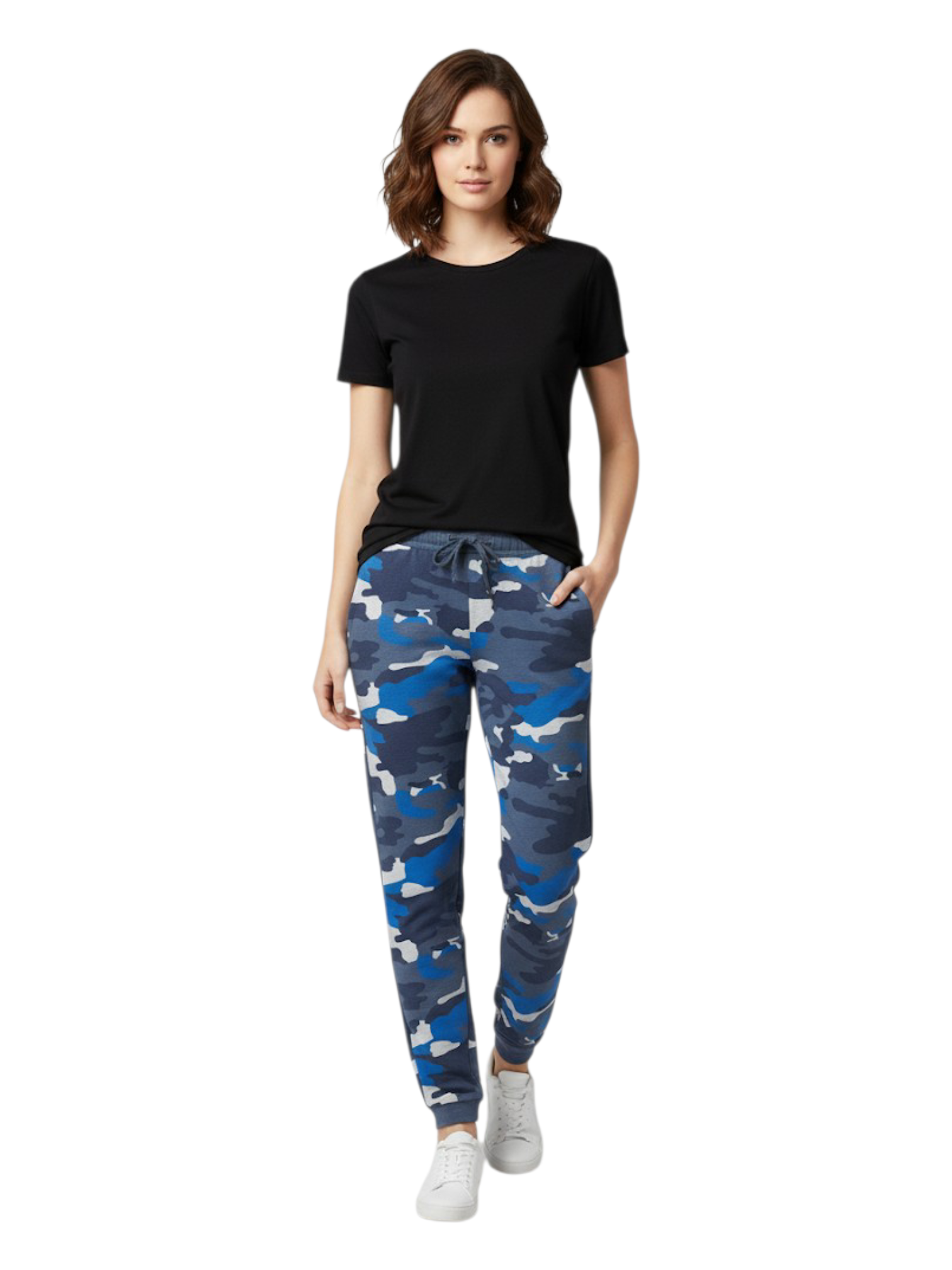 Women's 3 Thread Fleece Trouser Blue camouflage