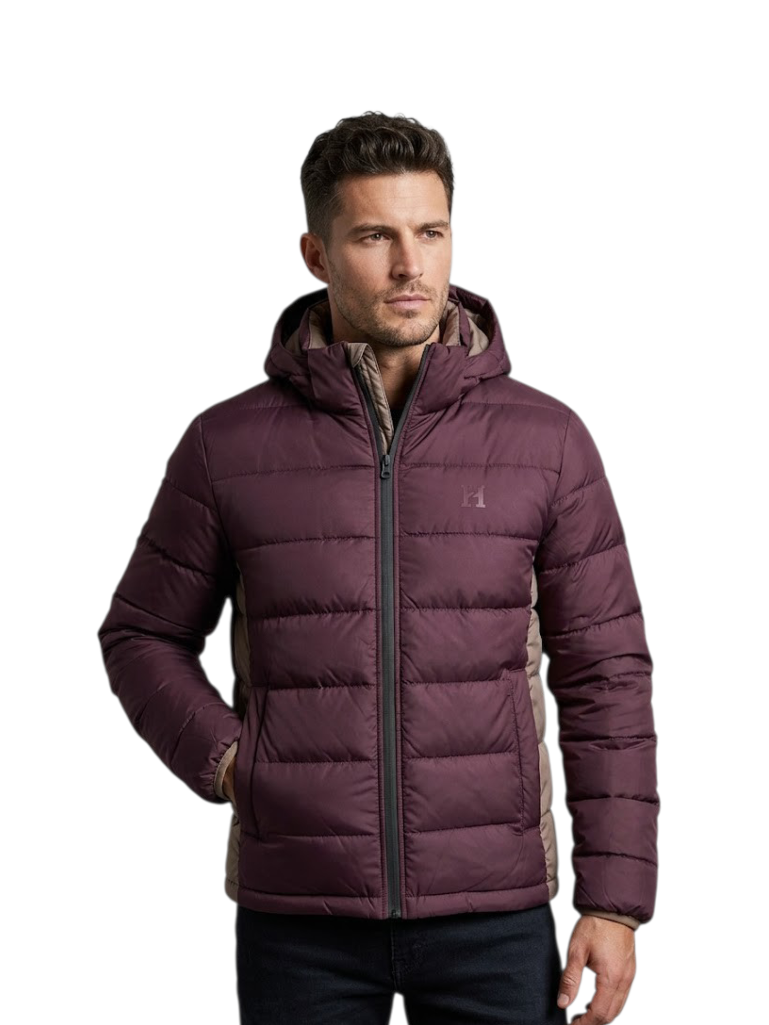 Puffer Jacket With Sleeve Maroon