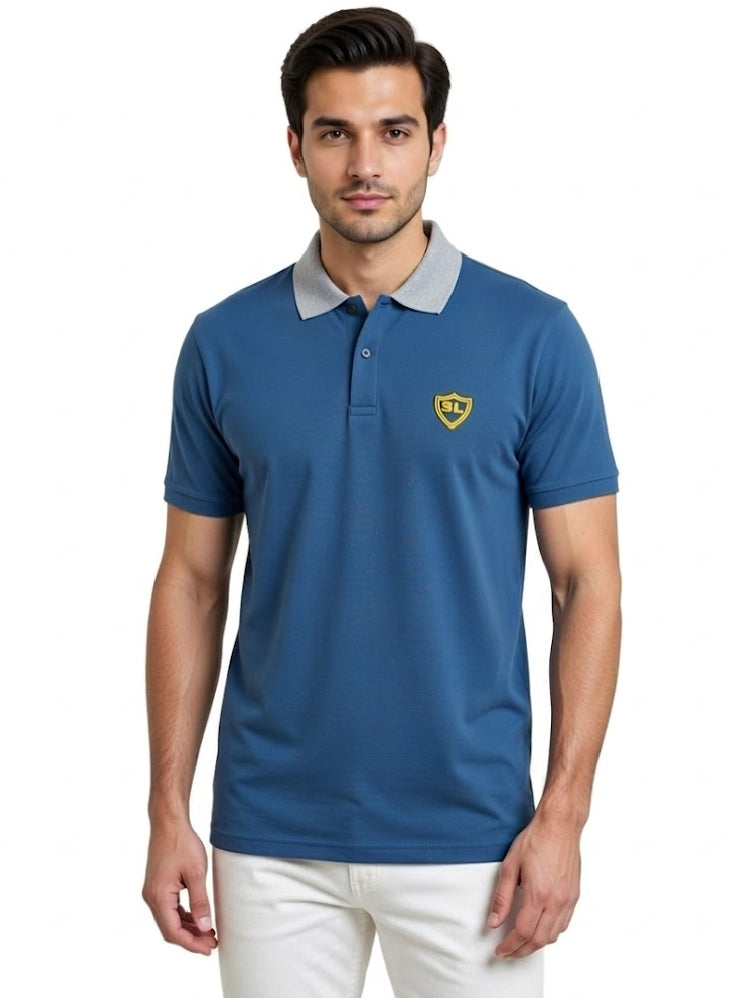 Single Jersey Contrast Collar Navy light