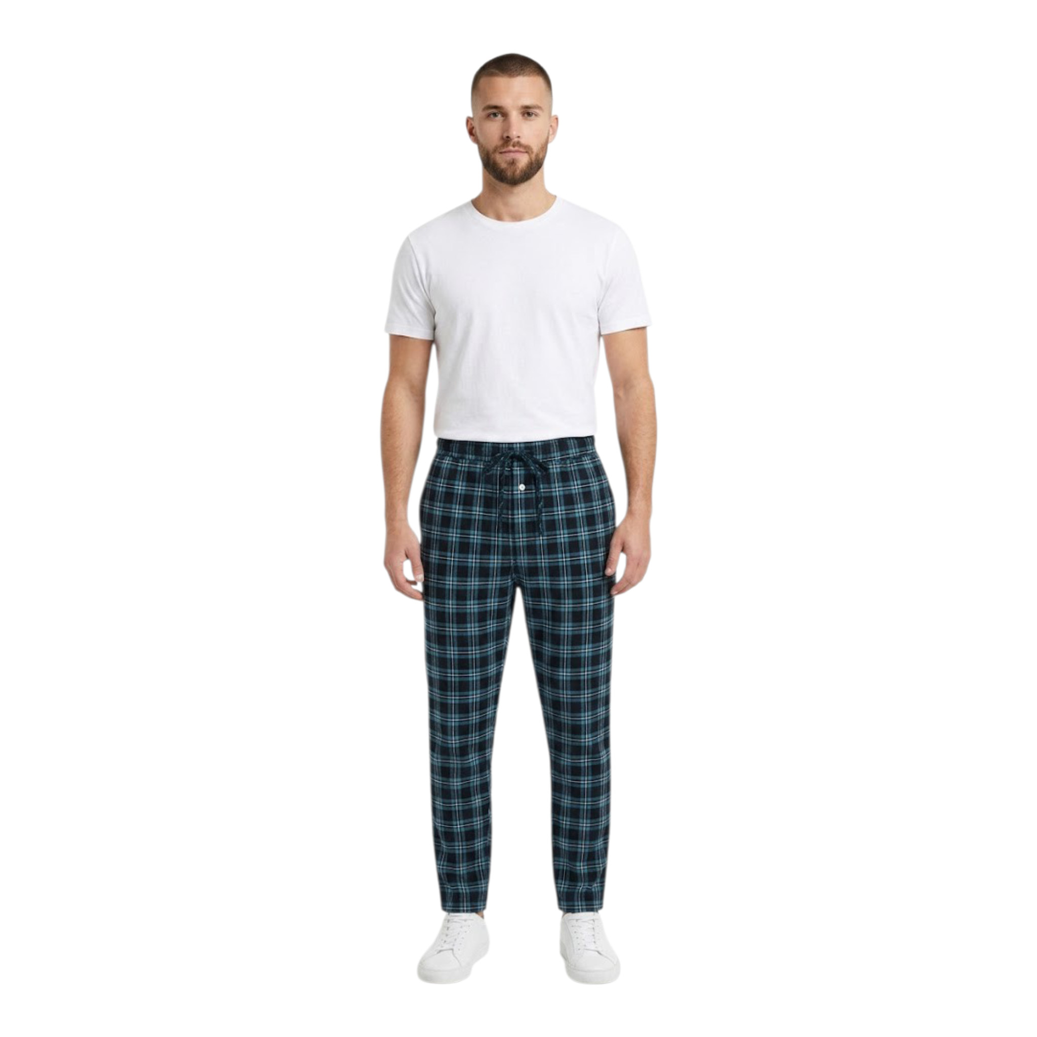 Woven Trouser With Zip Side Pocket Green Check