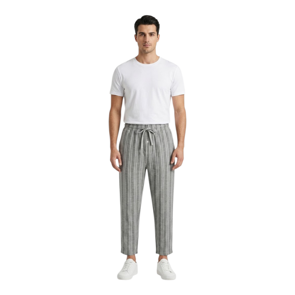 Woven Trouser With Zip Side Pocket Grey Stripe