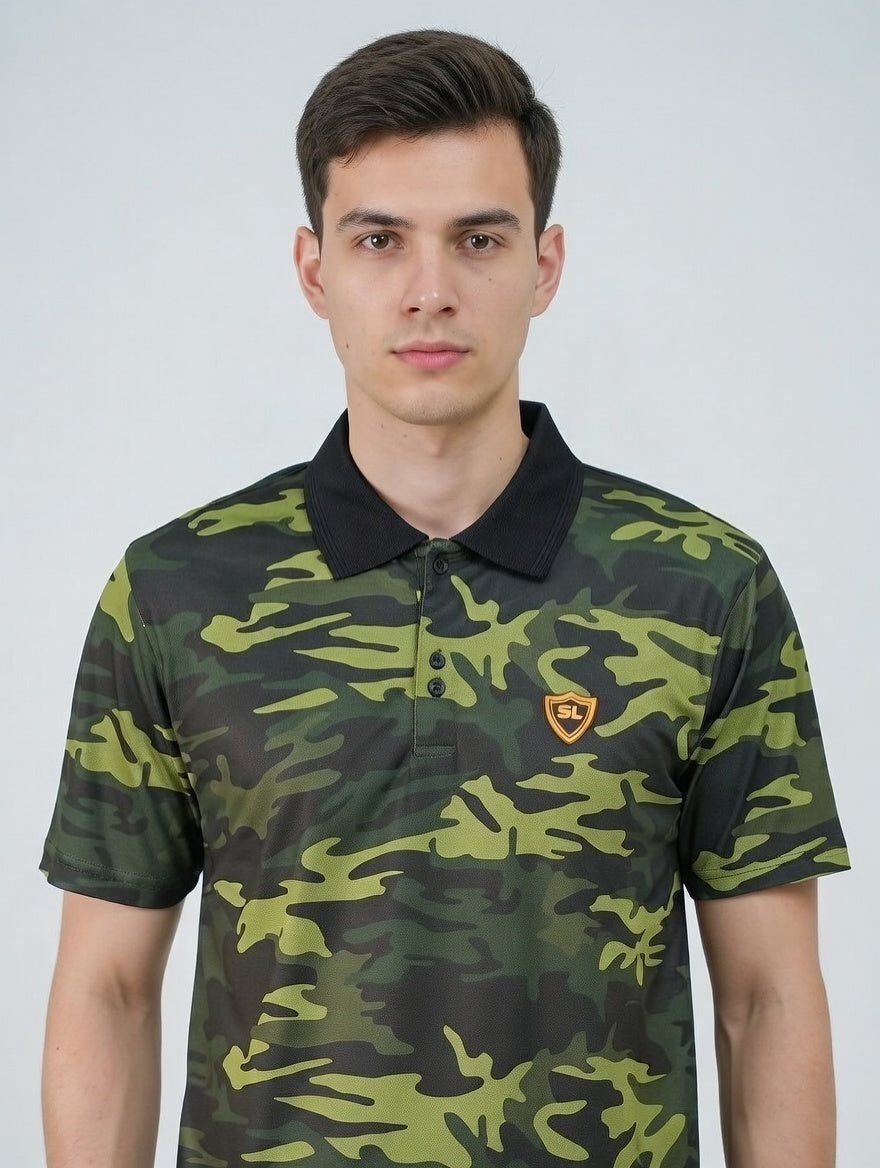 Single Jersey Camo Print Green