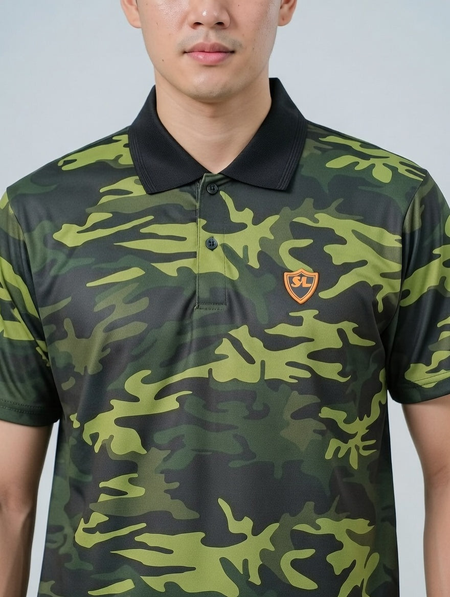 Single Jersey Camo Print Green