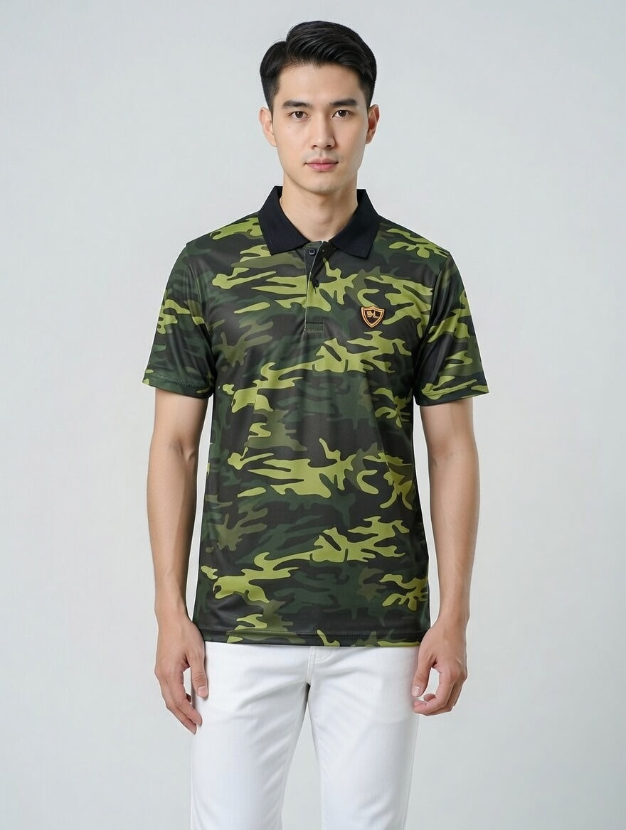 Single Jersey Camo Print Green