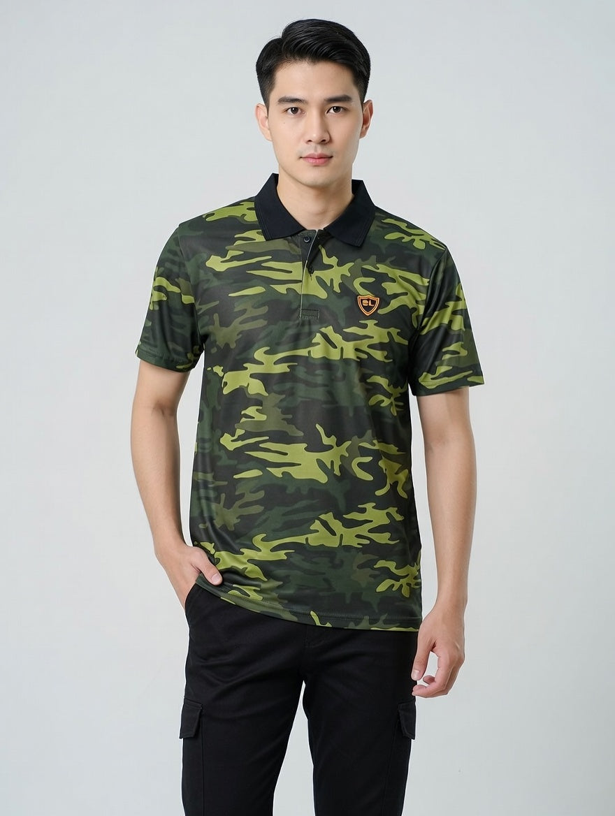 Single Jersey Camo Print Green