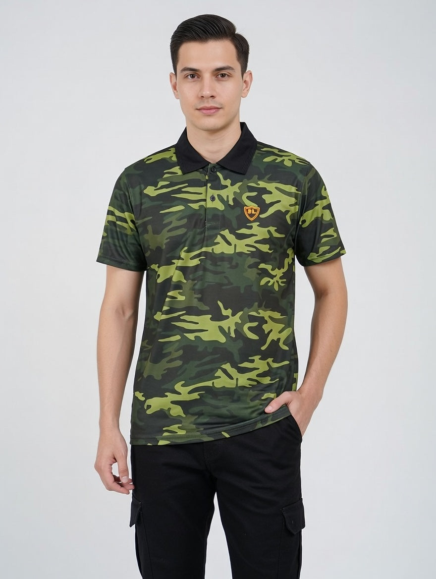 Single Jersey Camo Print Green