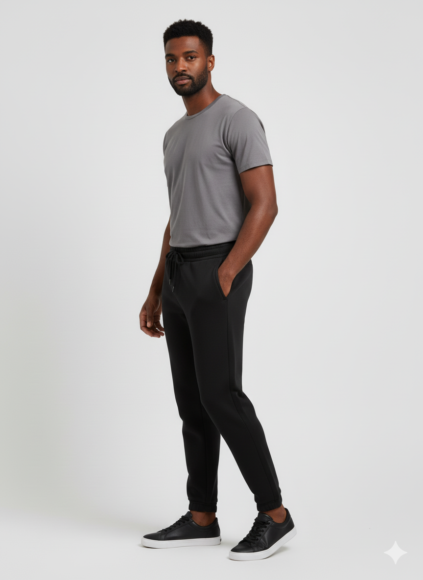 Men's 3 Thread Fleece Trouser Black Heather