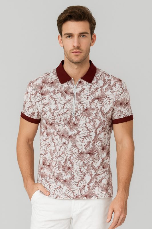 Dot Rotary Print Maroon
