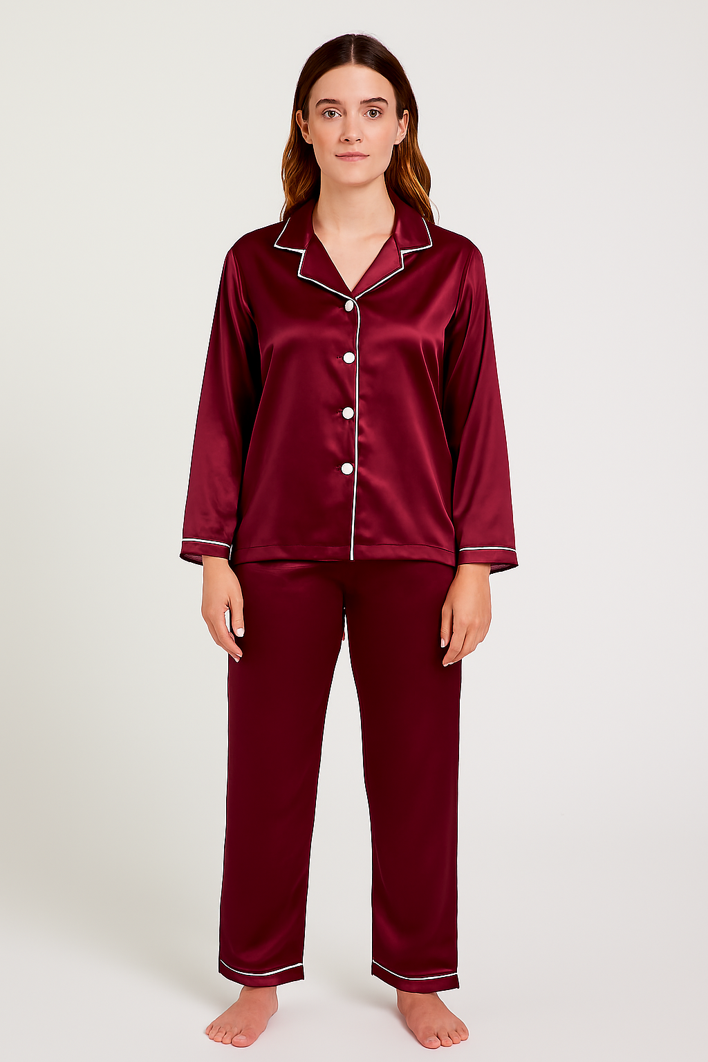 Silk Night wear Maroon