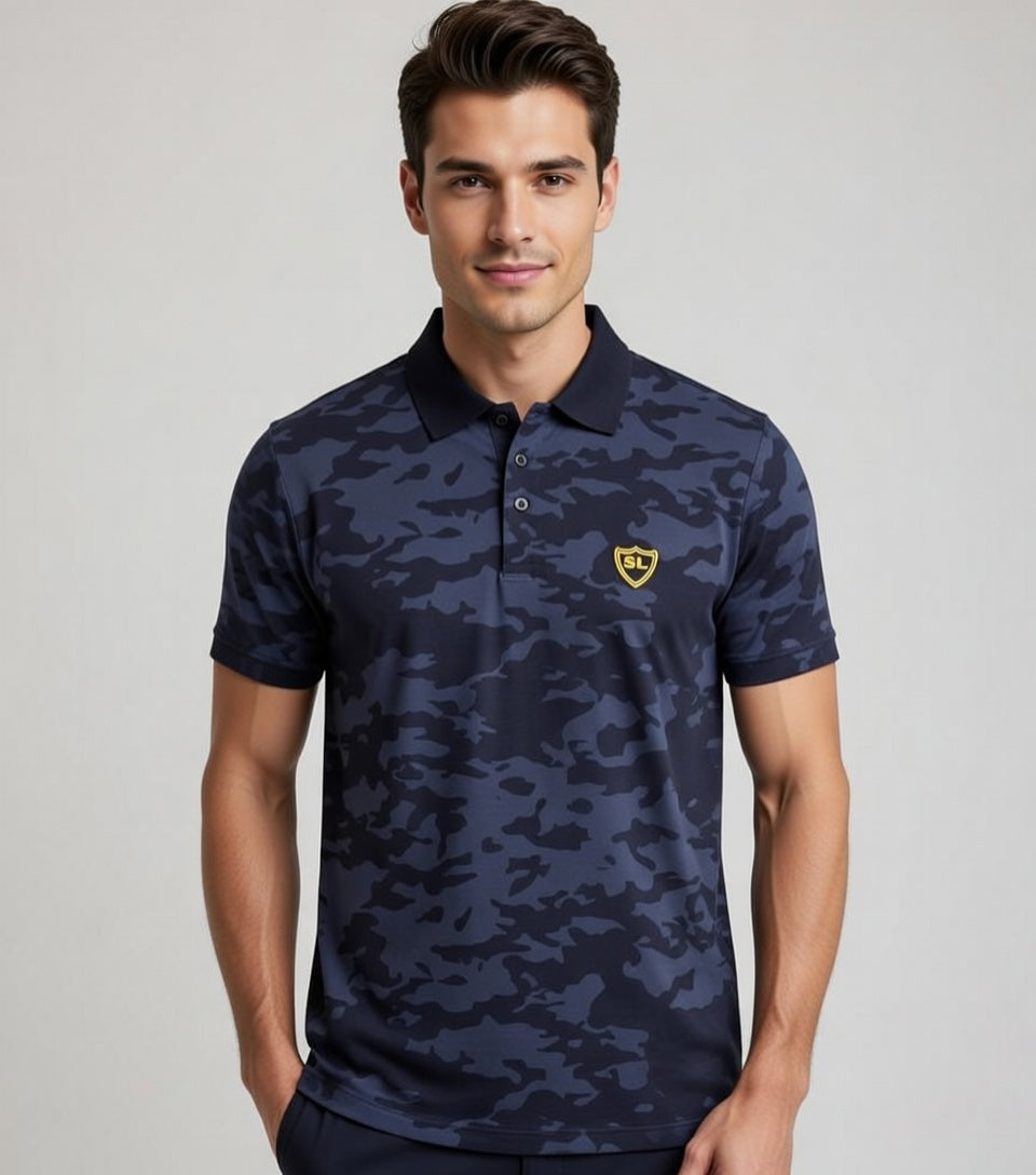 Single Jersey Camo Print Navy