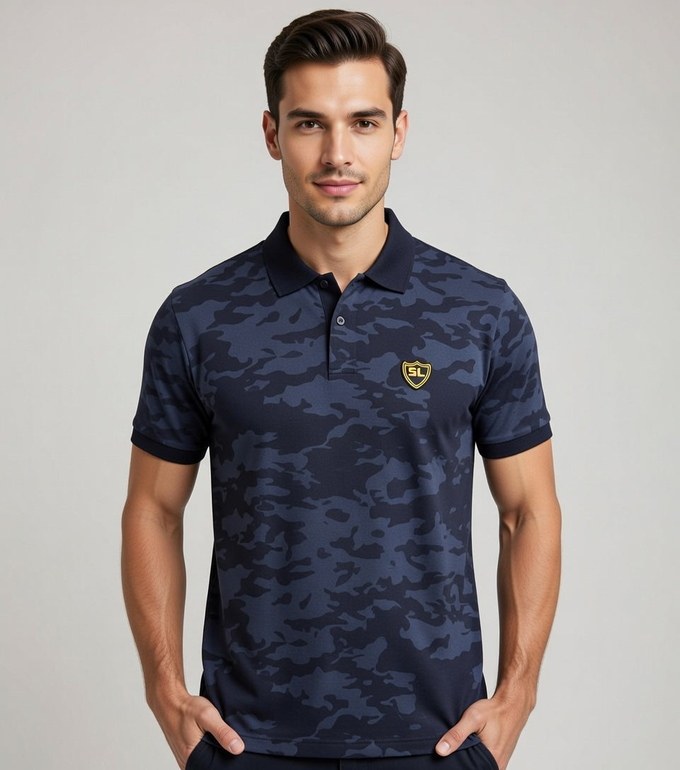 Single Jersey Camo Print Navy