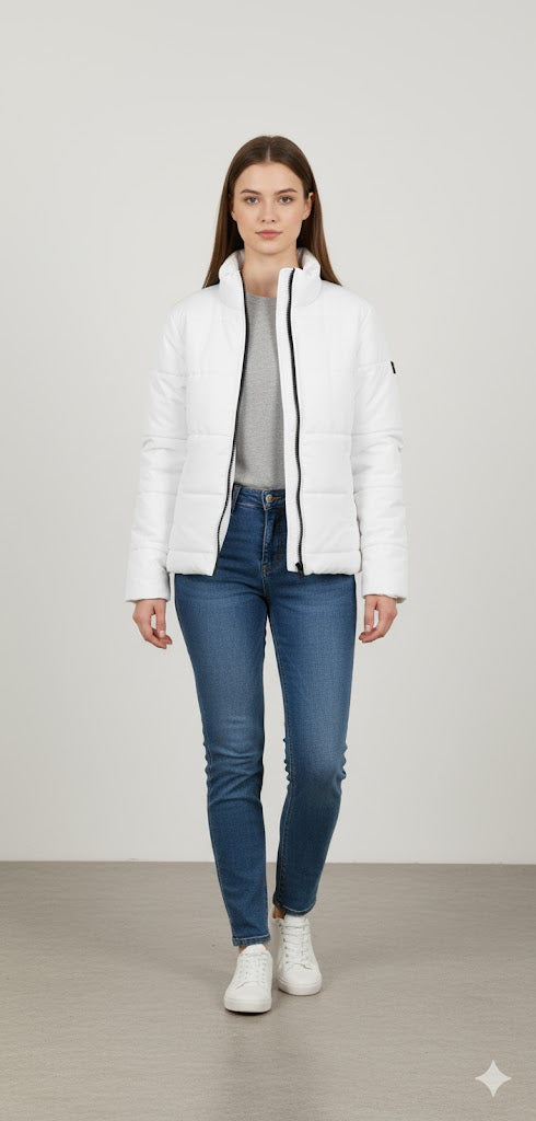 Women' s Puffer Jacket With Sleeves Off White