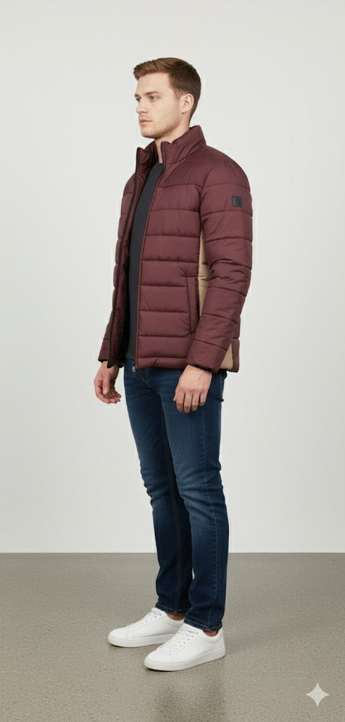 Puffer Jacket Without Sleeves Red Maroon
