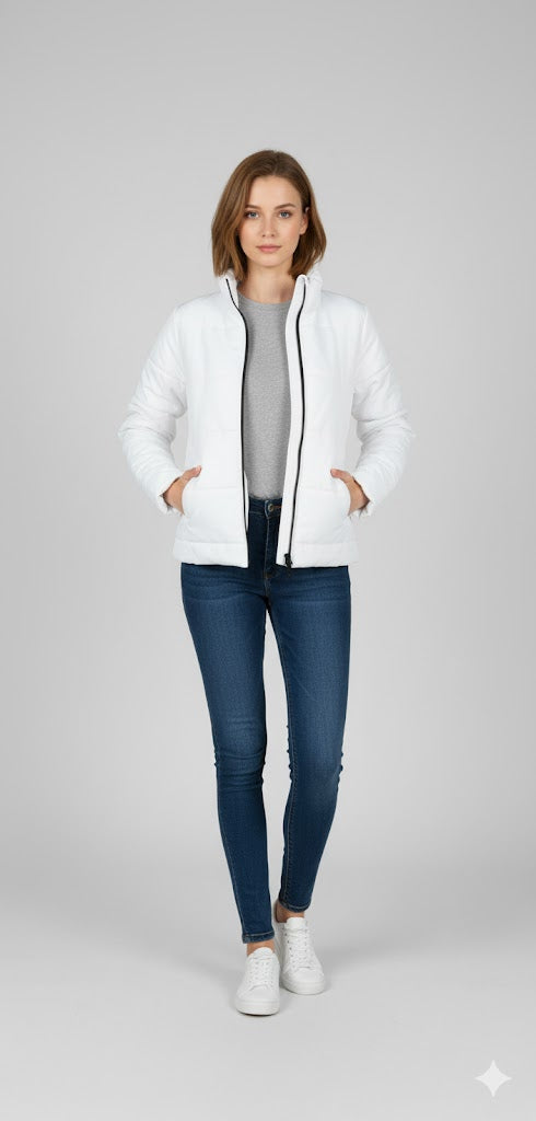 Women' s Puffer Jacket With Sleeves Off White