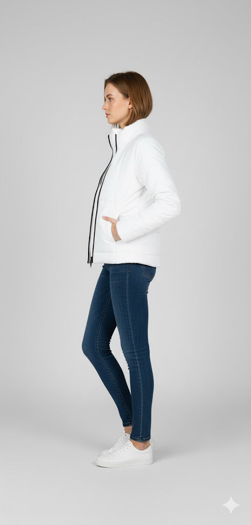 Women' s Puffer Jacket With Sleeves Off White