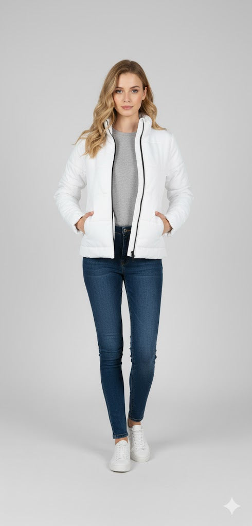 Women' s Puffer Jacket With Sleeves Off White