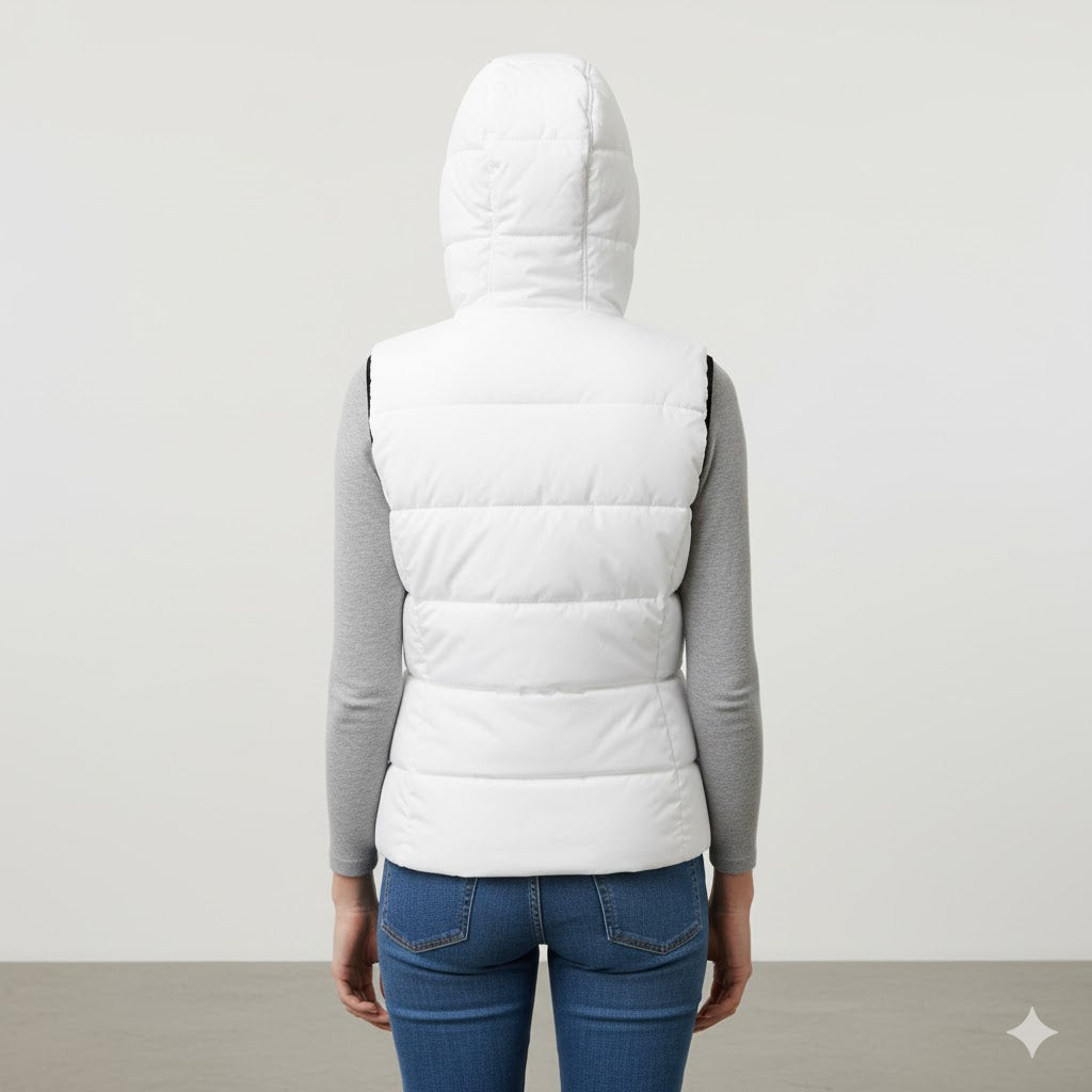 Women' s Puffer Jacket Without Sleeves Off White