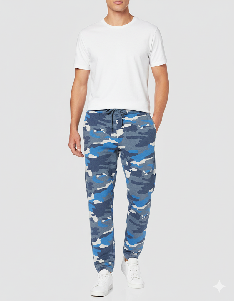 Men's 3 Thread Fleece Trouser Blue Print