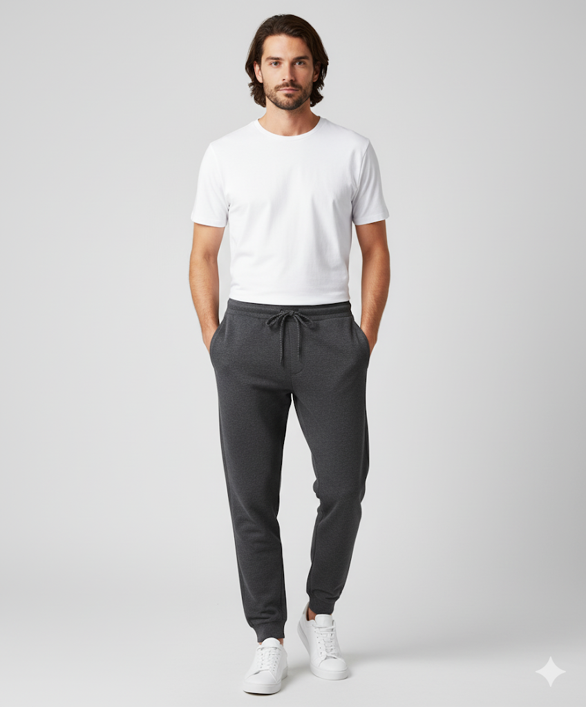 Men's 3 Thread Fleece Trouser Black Dot