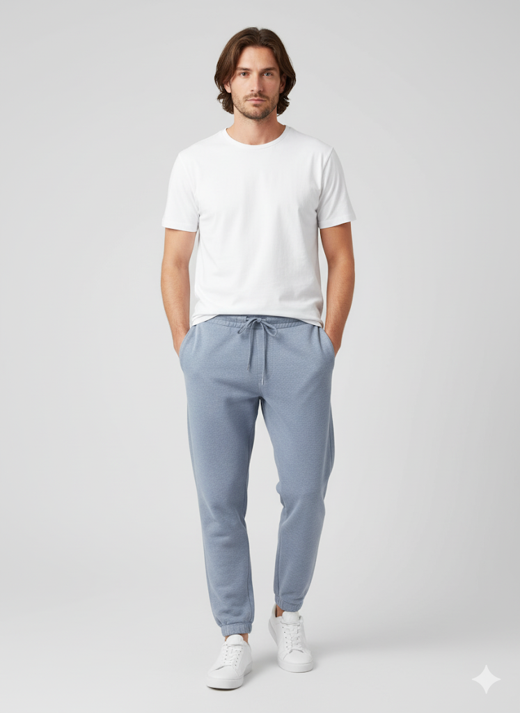 Men's 3 Thread Fleece Trouser Light Blue Heather