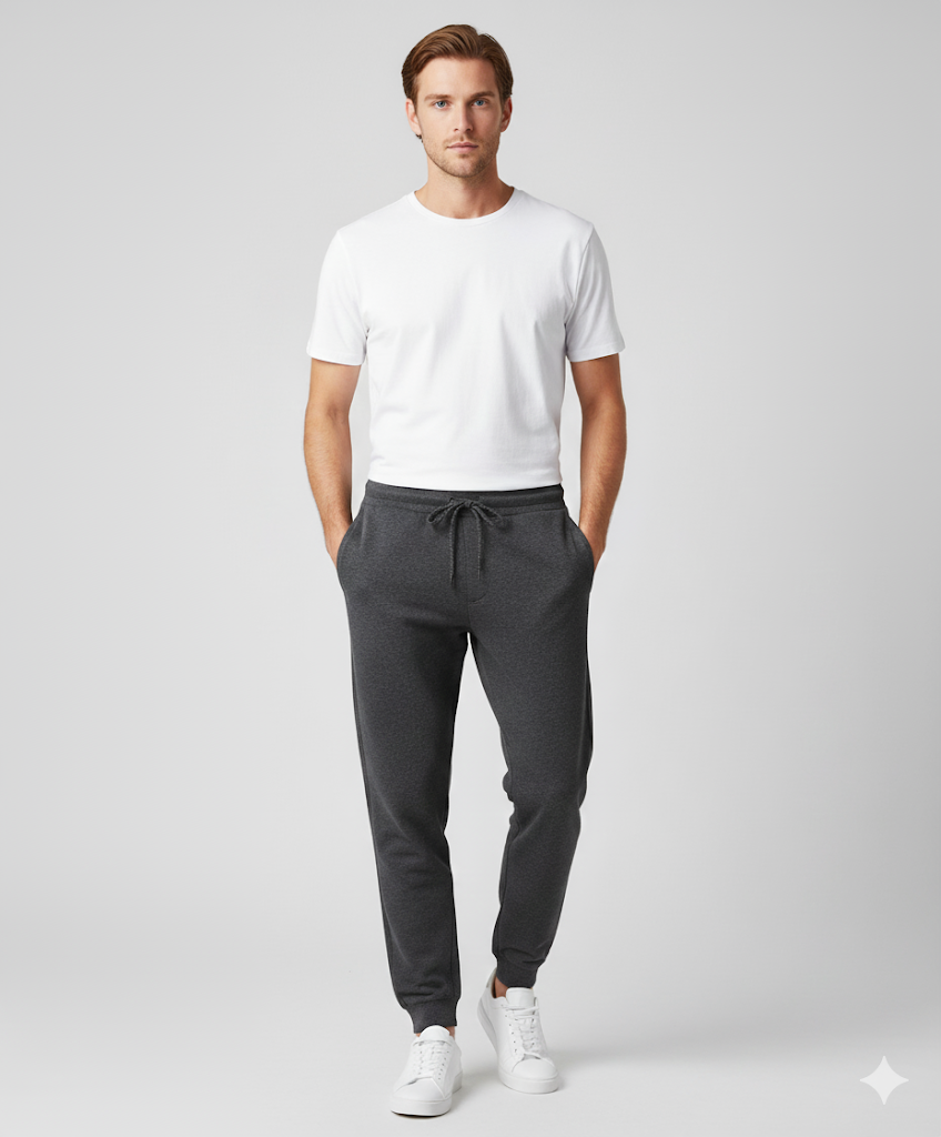 Men's 3 Thread Fleece Trouser Black Dot