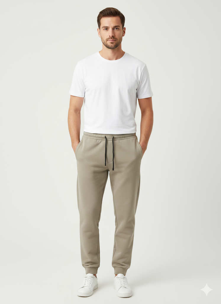 Men's 3 Thread Fleece Trouser Beige