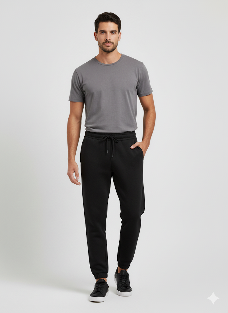 Men's 3 Thread Fleece Trouser Black Heather