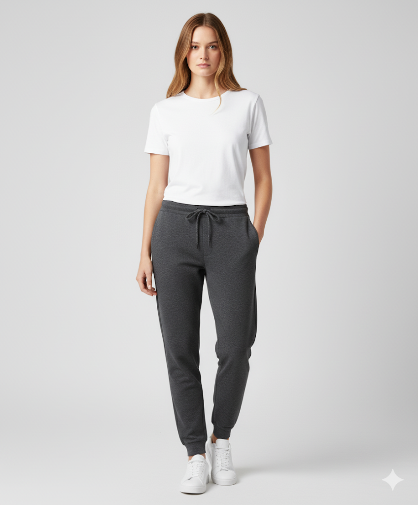 Women's 3 Thread Fleece Trouser Black Dot