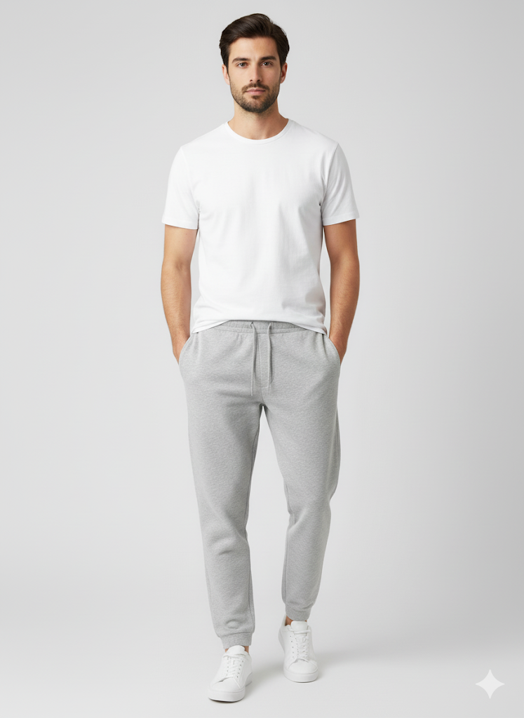 Men's 3 Thread Fleece Trouser Light Grey Merl