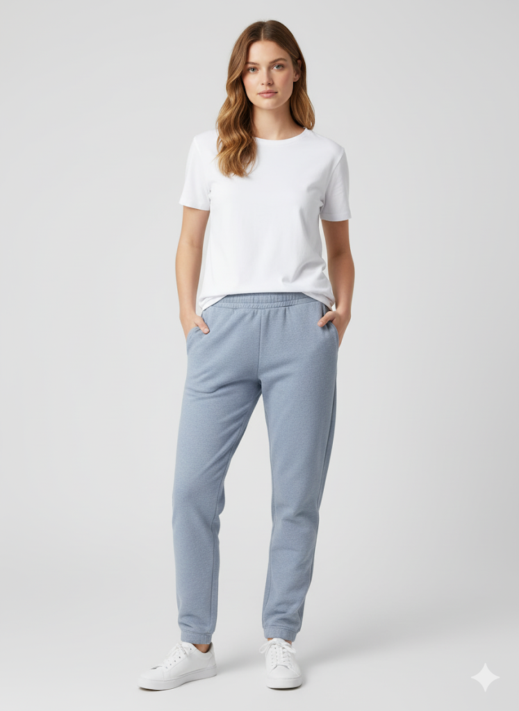 Women's 3 Thread Fleece Trouser Light Blue Heather