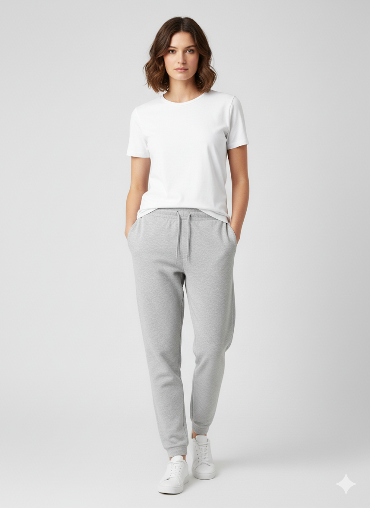 Women's 3 Thread Fleece Trouser Light Grey Merl