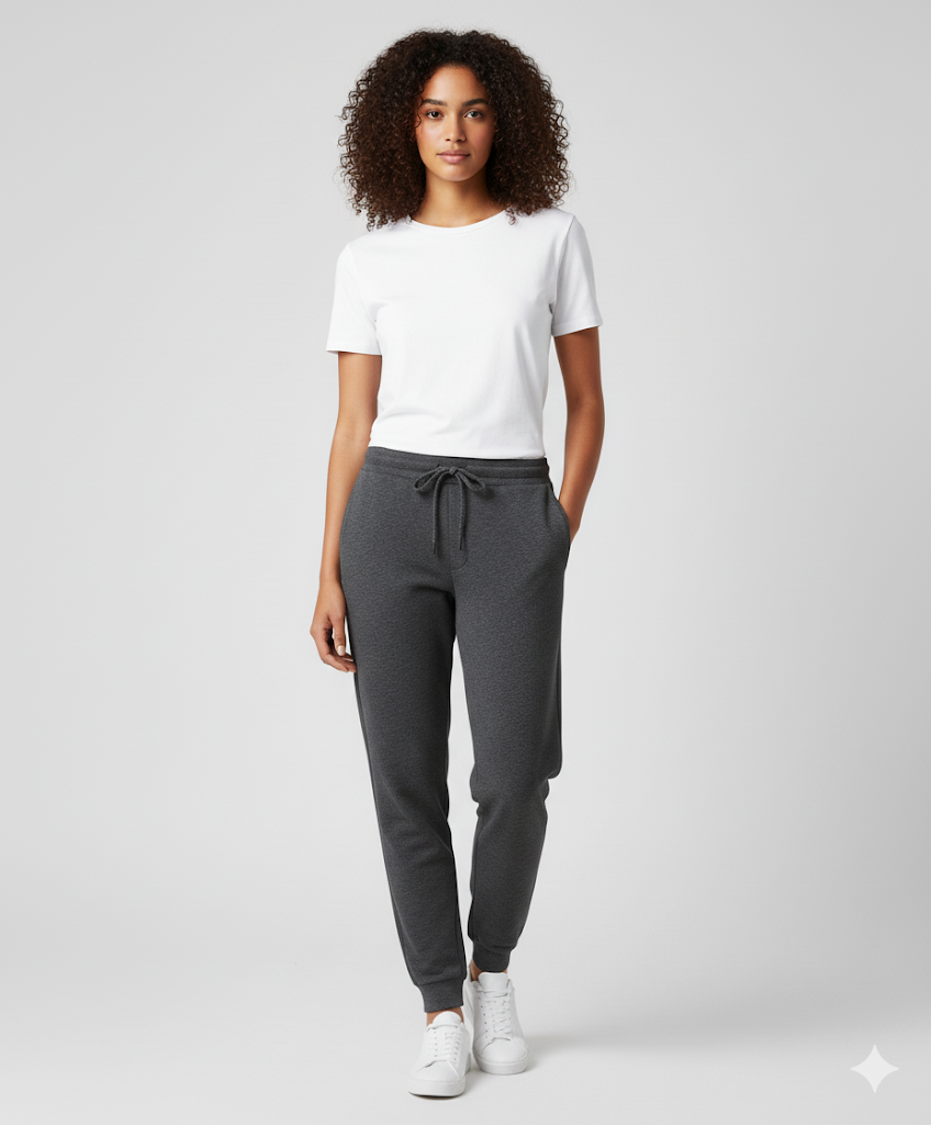 Women's 3 Thread Fleece Trouser Black Dot