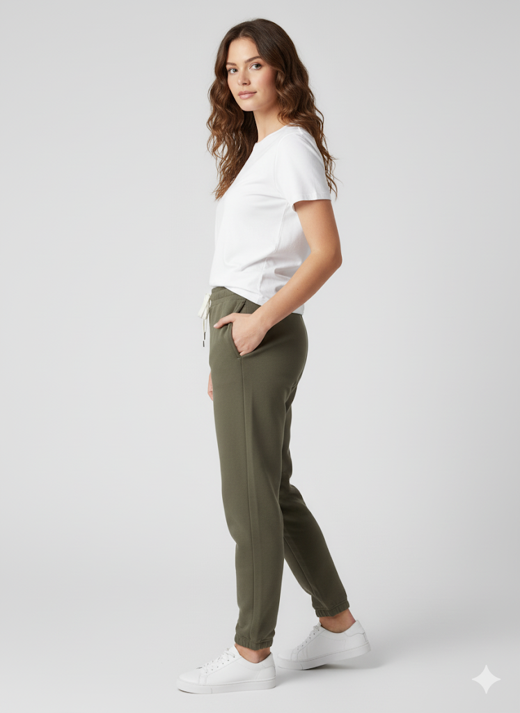 Women's 3 Thread Fleece Trouser Olive Green