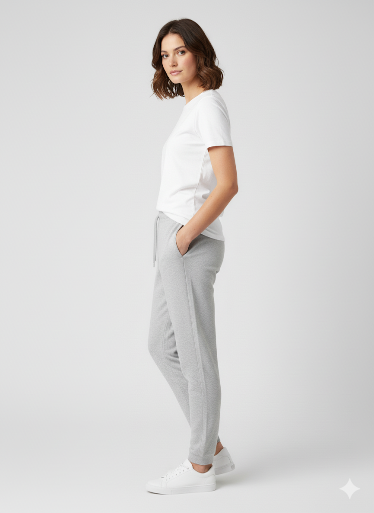 Women's 3 Thread Fleece Trouser Light Grey Merl