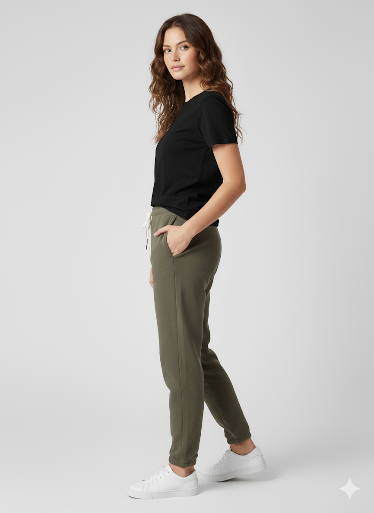 Women's 3 Thread Fleece Trouser Olive Green
